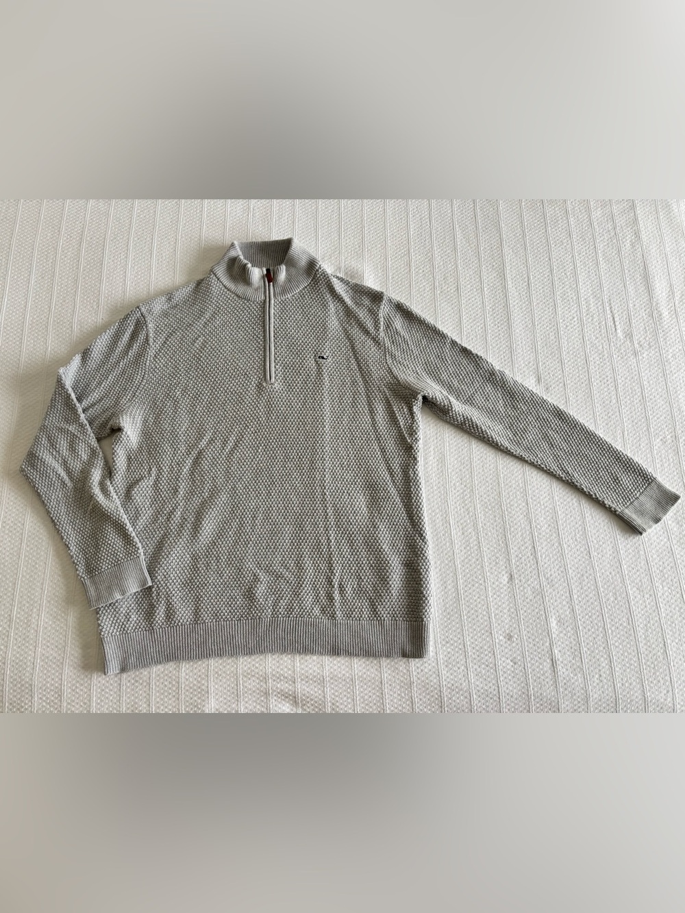 Vineyard Vines Men's Light Gray Quarter-Zip Knit Pullover